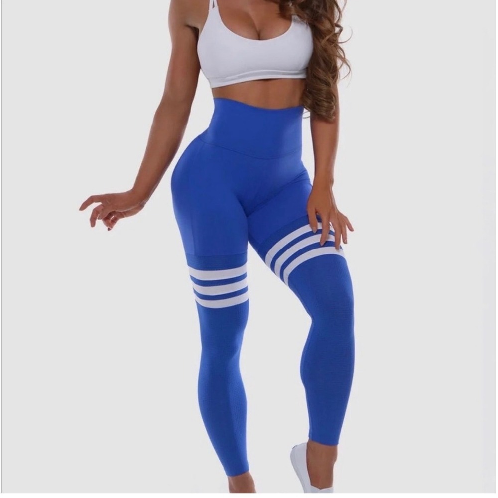 Bombshell Sportswear thigh-high sock leggings royal blue S active athletic
